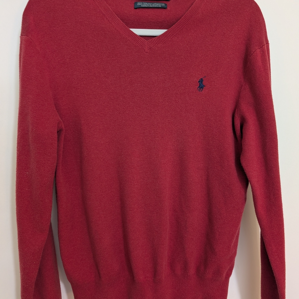 Polo Ralph Lauren V-Neck Sweater in Rich Red
